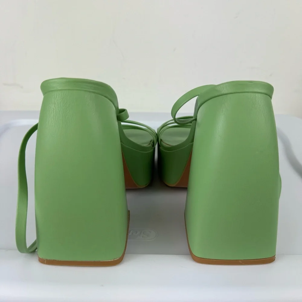 Princess Polly La Belle Platform Heels Green Sz 6 Strappy